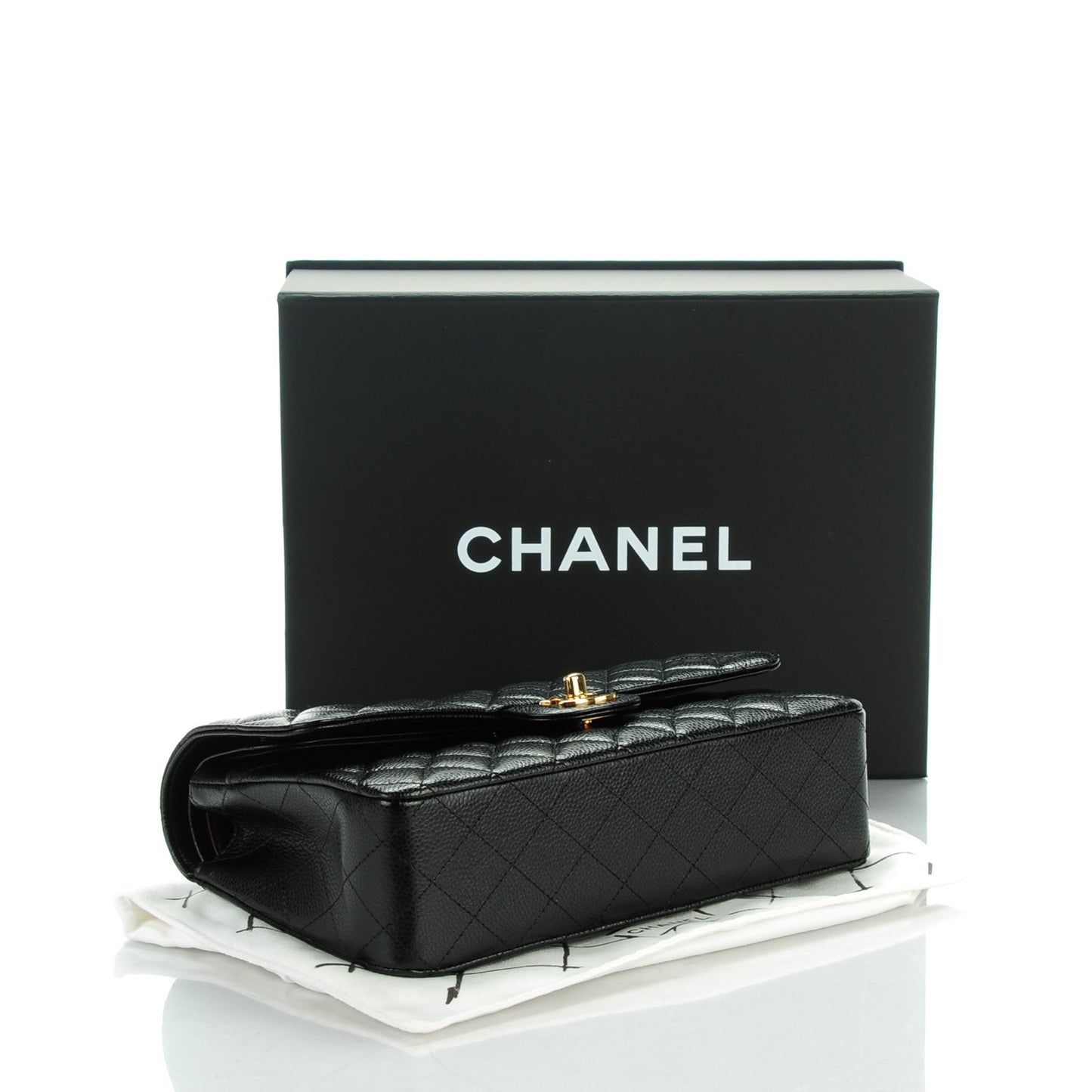 Caviar Quilted Medium Double Flap Black