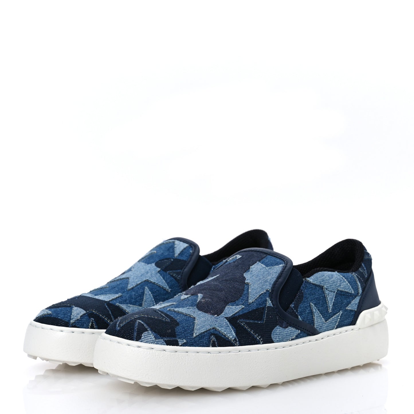 Denim Camustars Rockstud Slip On Sneakers 36 Blue