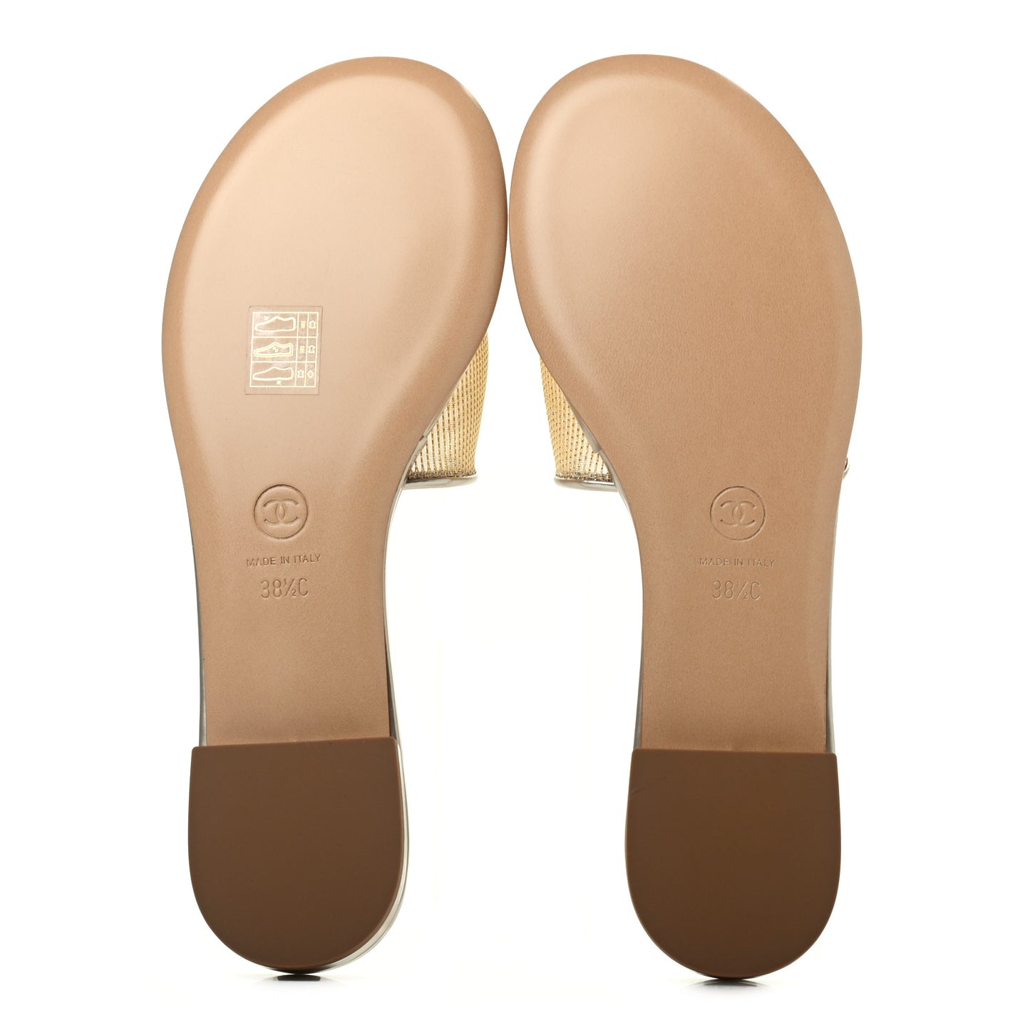 Glitter Mesh Patent Calfskin CC Sandal Mule 38.5 Gold