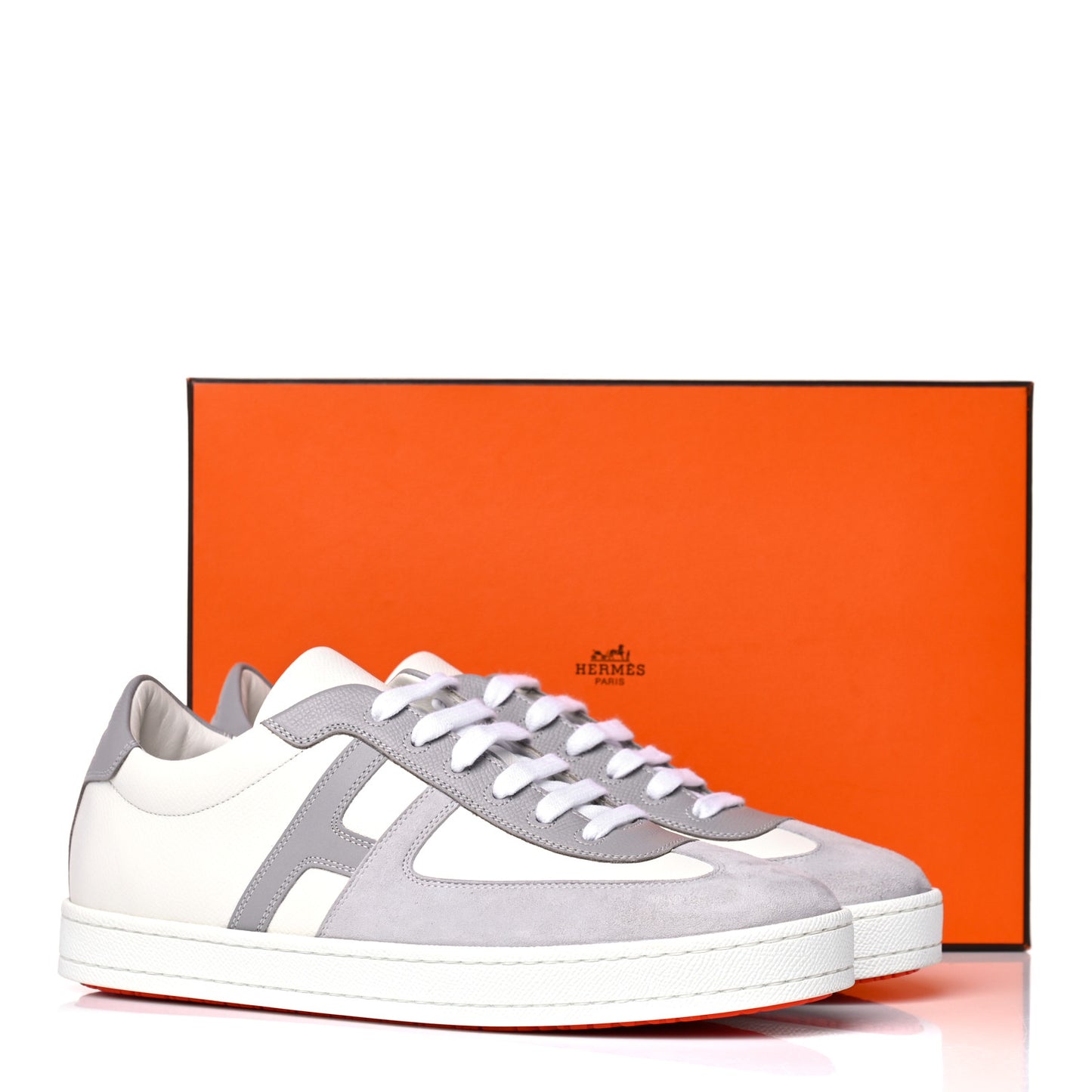 Epsom Suede Boomerang Sneakers 40 White Gris