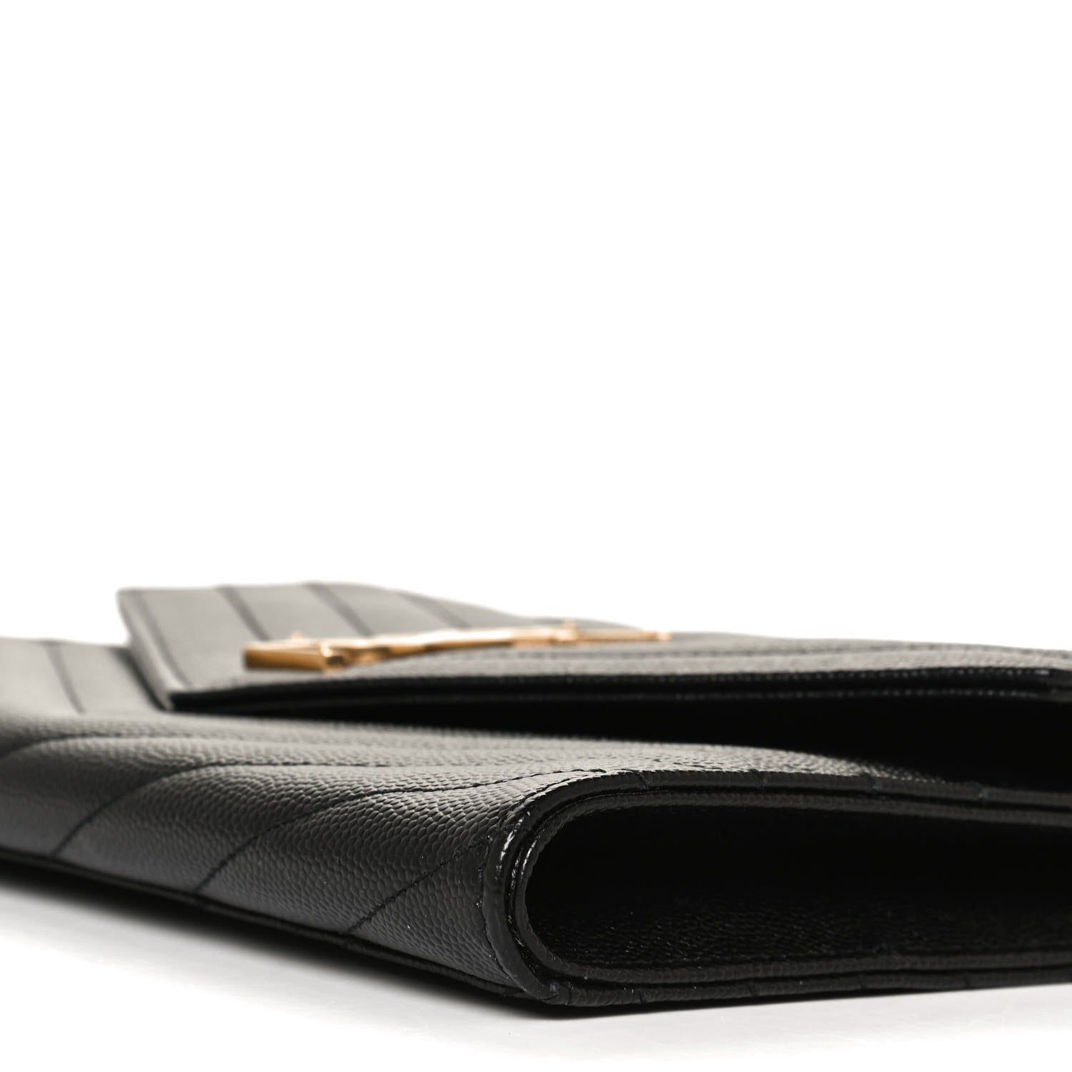 Saint Laurent Grain De Poudre Matelasse Chevron Monogram Envelope Clutch Black 9 of 10