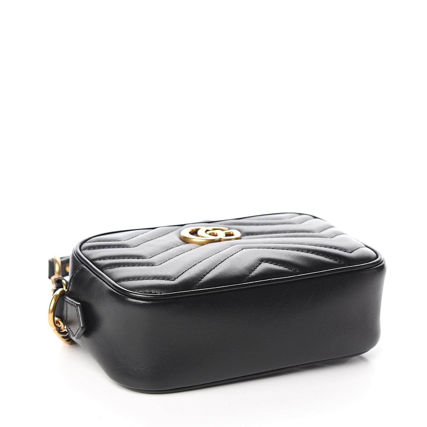 Gucci Calfskin Matelasse Mini GG Marmont Chain Shoulder Bag Black 3 of 10