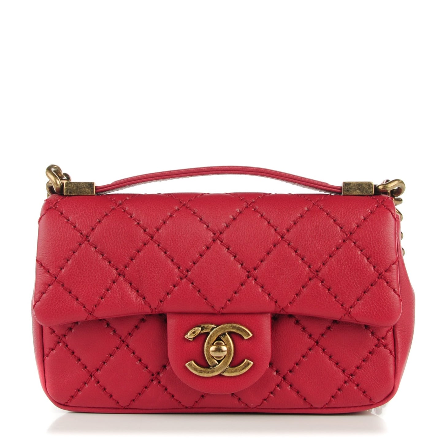 Calfskin Quilted Mini Urban Day Flap Red
