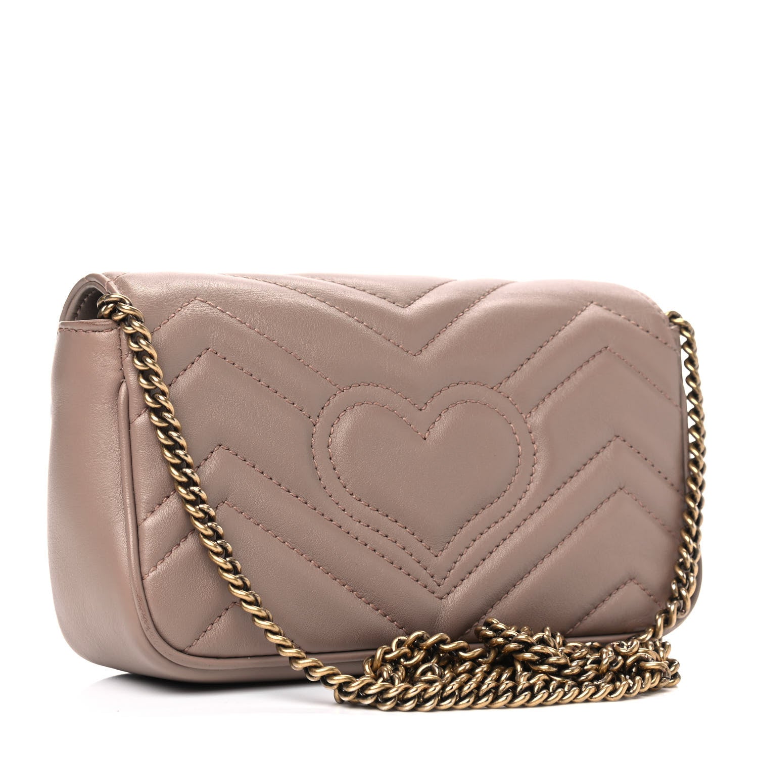 Gucci Calfskin Matelasse Super Mini GG Marmont Shoulder Bag Porcelain Rose 2 of 8