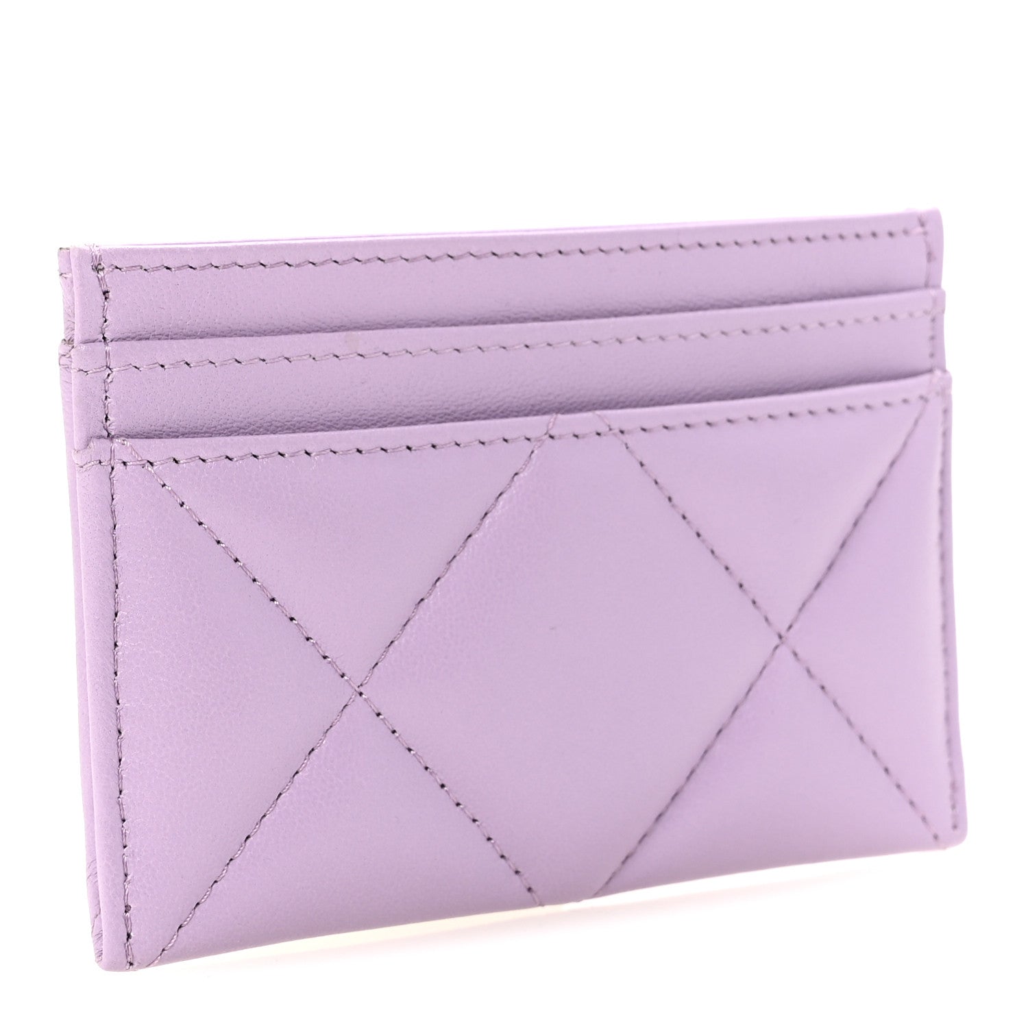 Chanel Lambskin Quilted Chanel 19 Card Holder Light Purple 3 of 9