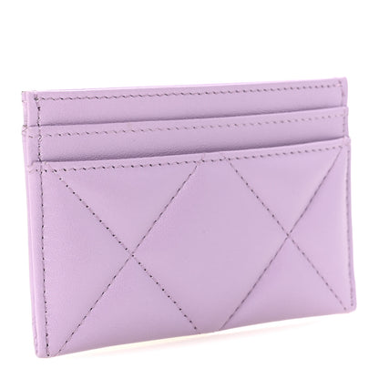 Chanel Lambskin Quilted Chanel 19 Card Holder Light Purple 3 of 9