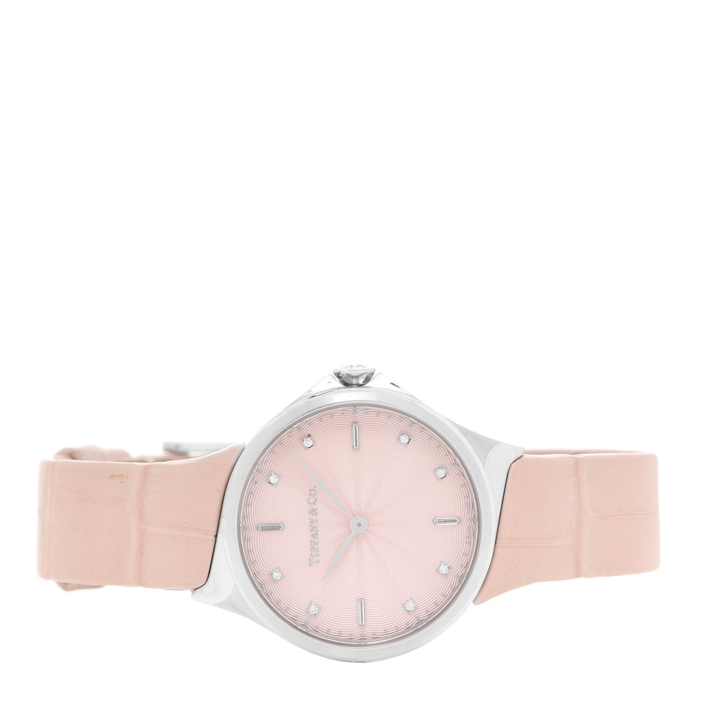 Stainless Steel Alligator Diamond 28mm Metro Quartz Watch Pink