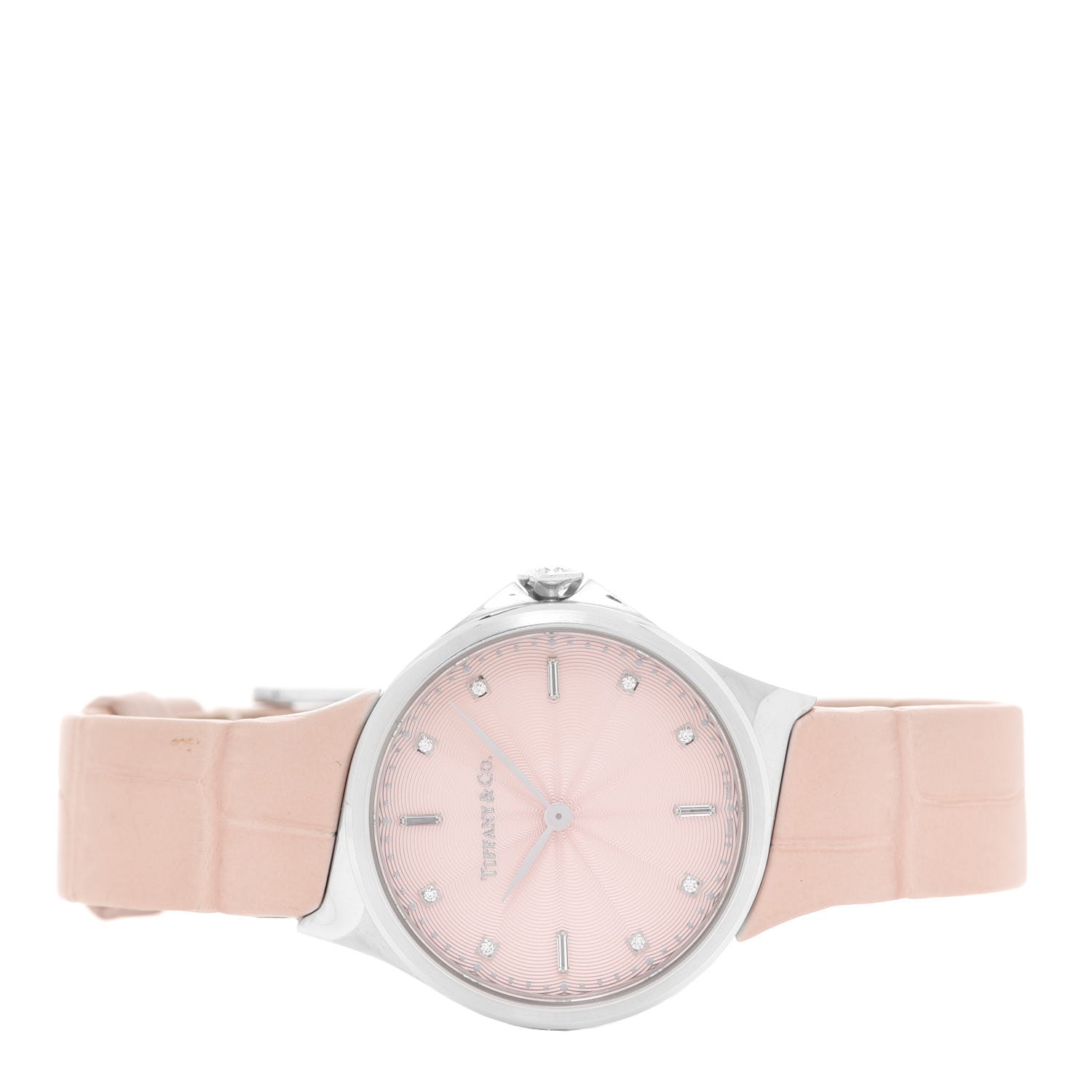 Tiffany Stainless Steel Alligator Diamond 28mm Metro Quartz Watch Pink 2 of 5