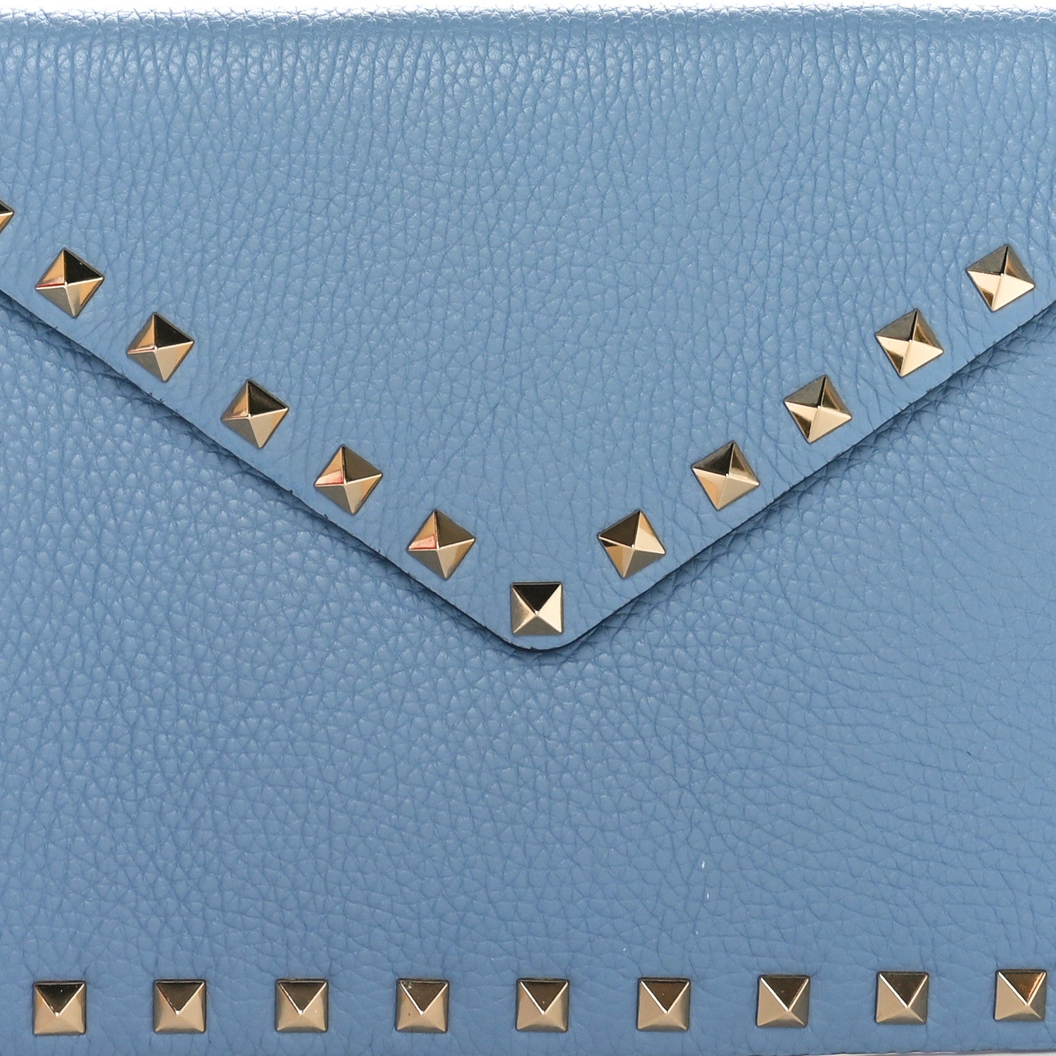 Valentino Garavani Pebbled Calfskin Medium Rockstud Envelope Flat Wristlet Pouch Atlantique 7 of 8