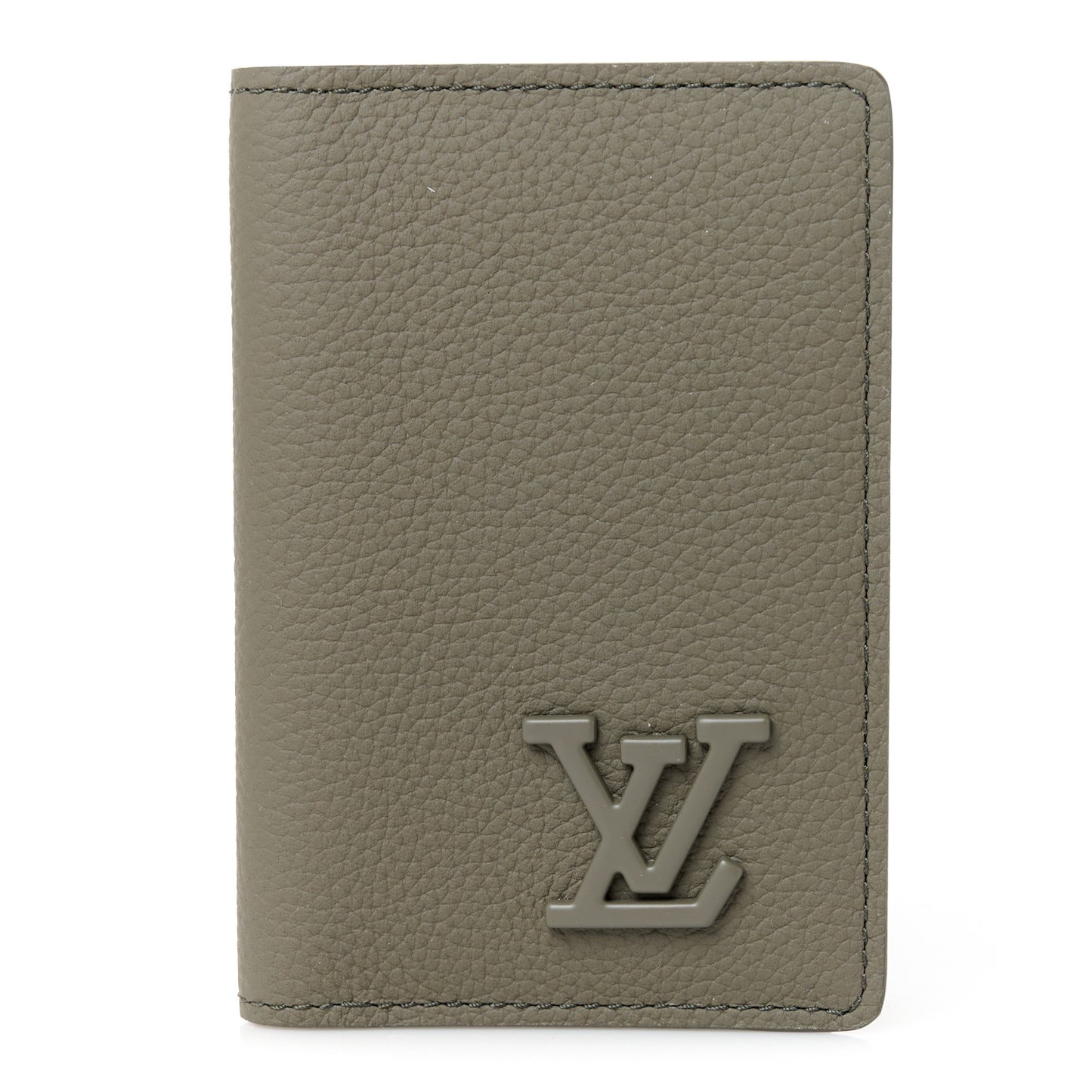 Grained Calfskin Aerogram Pocket Organizer Khaki