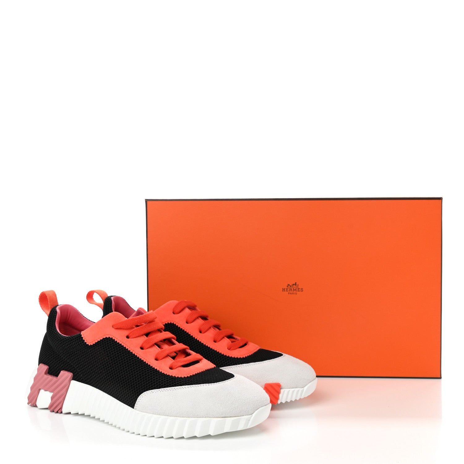 Hermes Technical Canvas Suede Goatskin Bouncing Sneakers 39.5 Black Multicolor 9 of 9