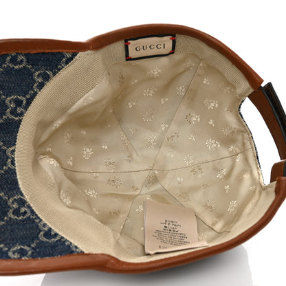 Gucci Washed Jacquard Denim Nappa GG Monogram Oscar Baseball Hat Denim Cuir 7 of 10