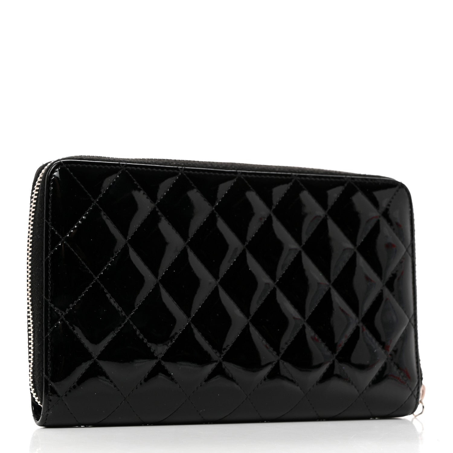Chanel Patent Quilted Large Zip Around Organizer Wallet So Black 3 of 8