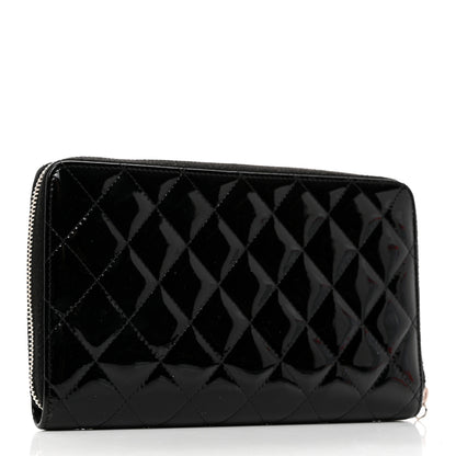 Chanel Patent Quilted Large Zip Around Organizer Wallet So Black 3 of 8