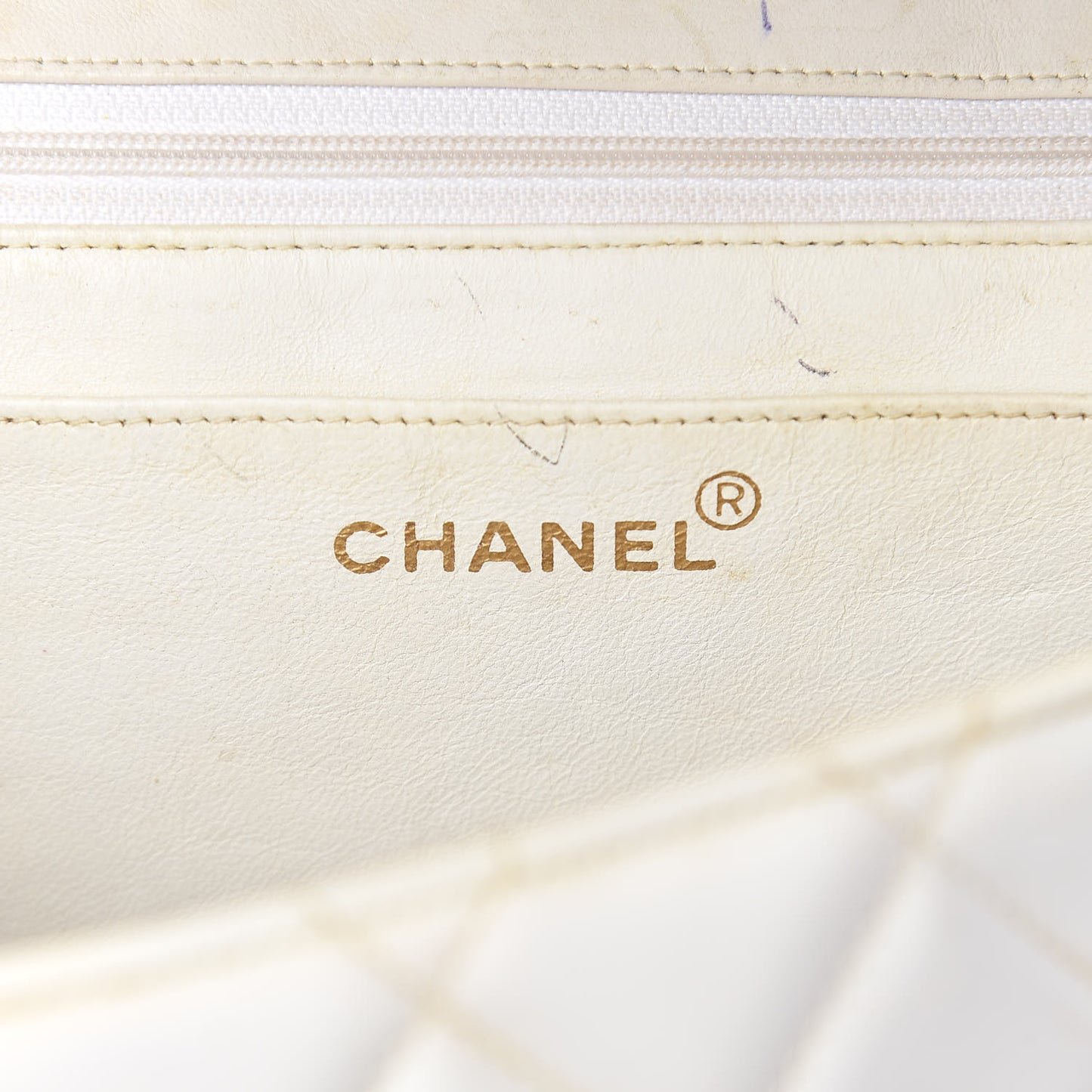 Patent Quilted Jumbo XL Chain Around Flap White