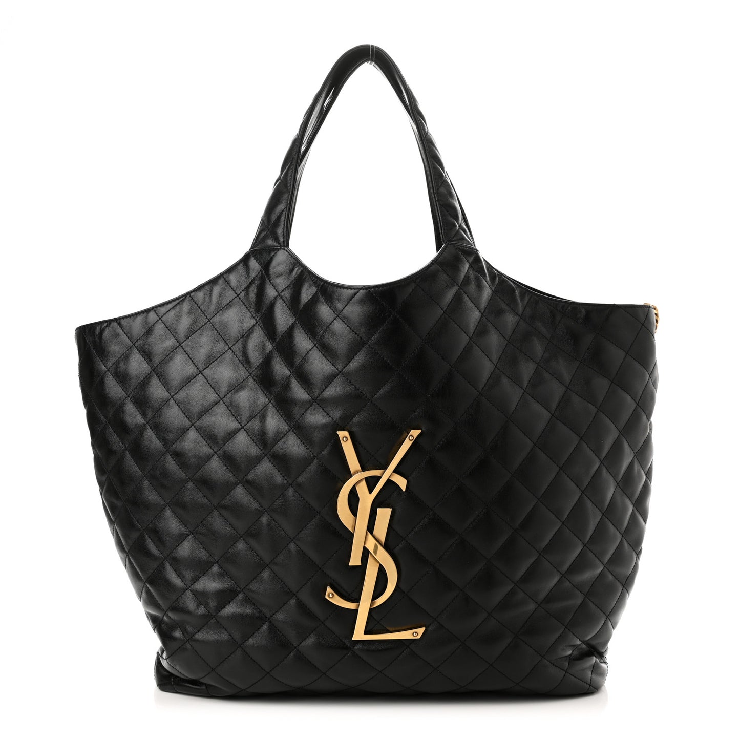 Lambskin Quilted Maxi Icare Shopping Tote Black