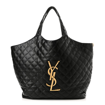 Saint Laurent Lambskin Quilted Maxi Icare Shopping Tote Black 3 of 12