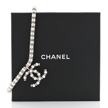 Chanel Pearl Crystal Nefertiti CC Short Necklace Gold 10 of 10