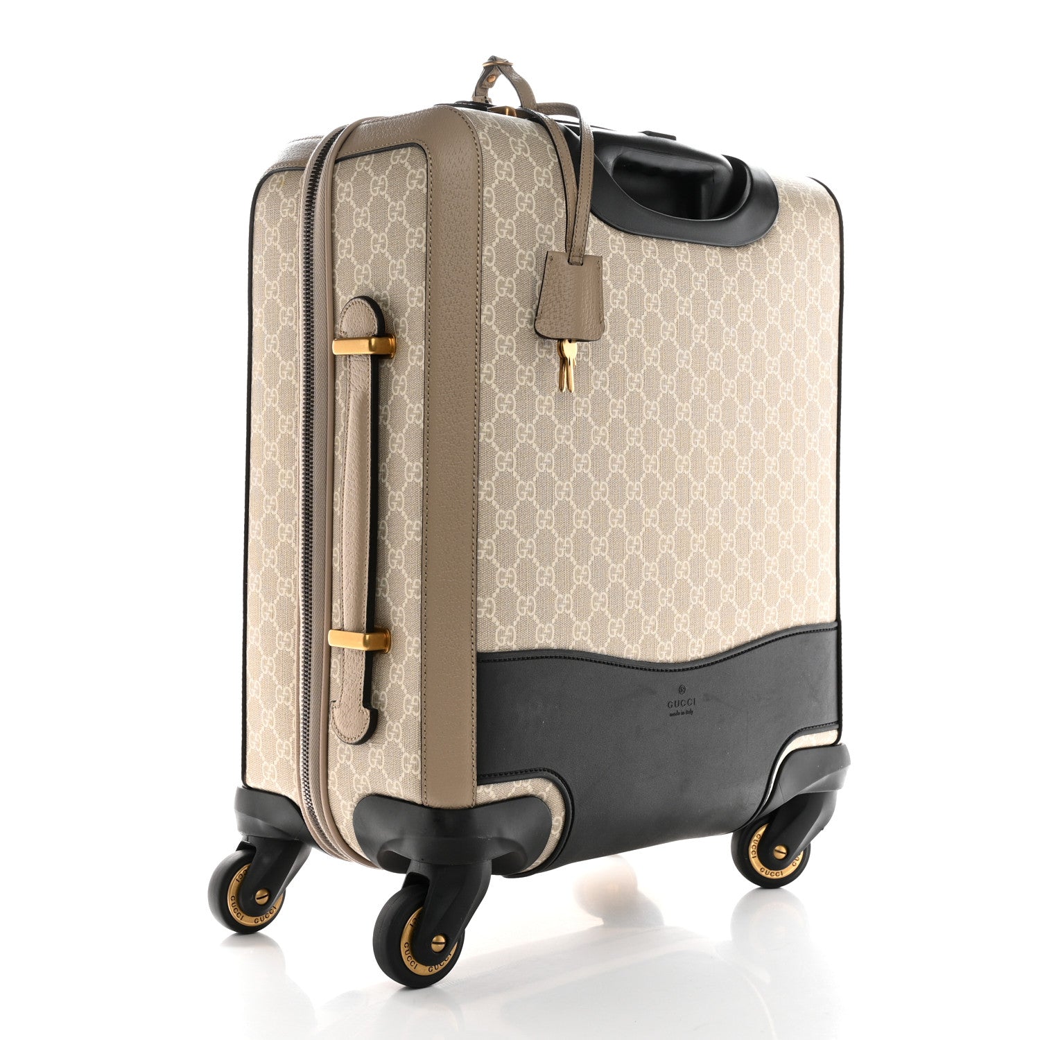Gucci GG Supreme Monogram Textured Dollar Calfskin Web Small Savoy Cabin Trolley Beige Mystic White Oatmeal 2 of 15