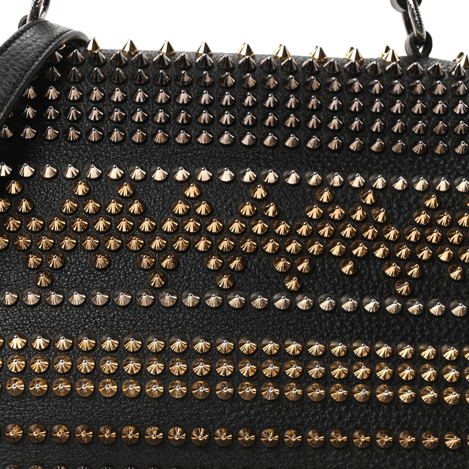 Christian Louboutin Calfskin Mix Chevron Spikes Panettone Messenger Black 12 of 17
