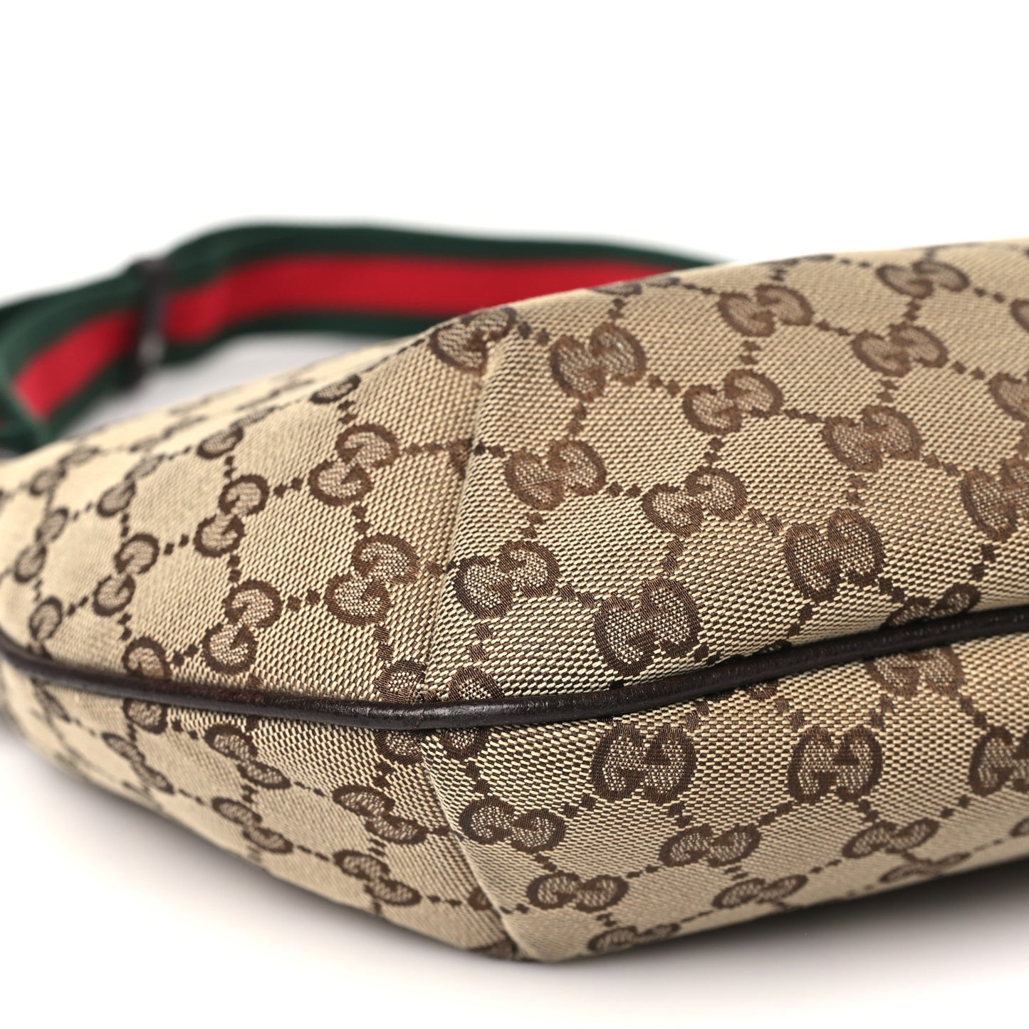 Monogram Web Medium Half Moon Hobo Dark Brown