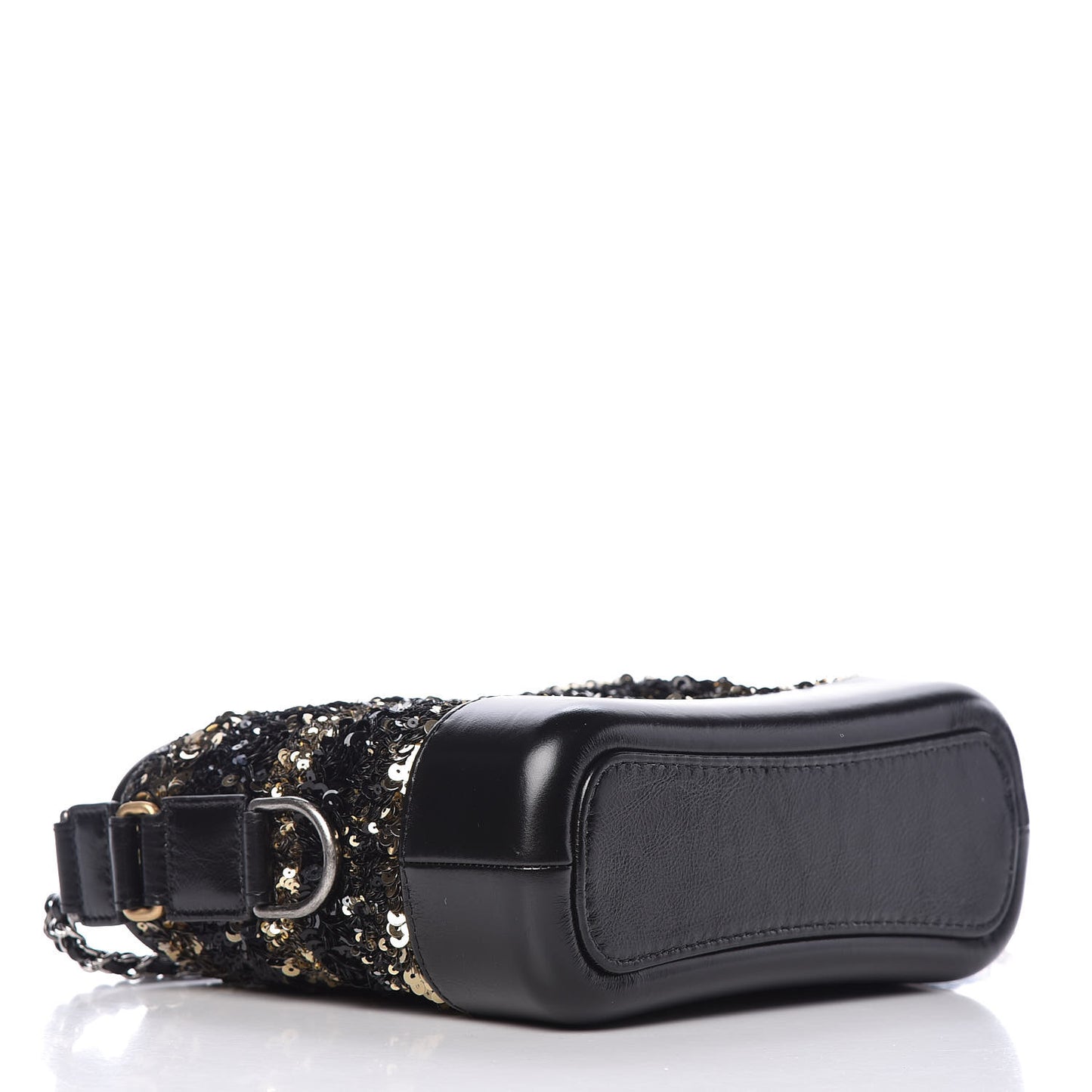 Sequin Calfskin Small Gabrielle Hobo Black Gold