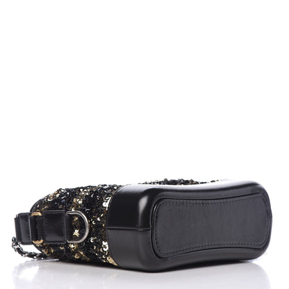 Chanel Sequin Calfskin Small Gabrielle Hobo Black Gold 4 of 9
