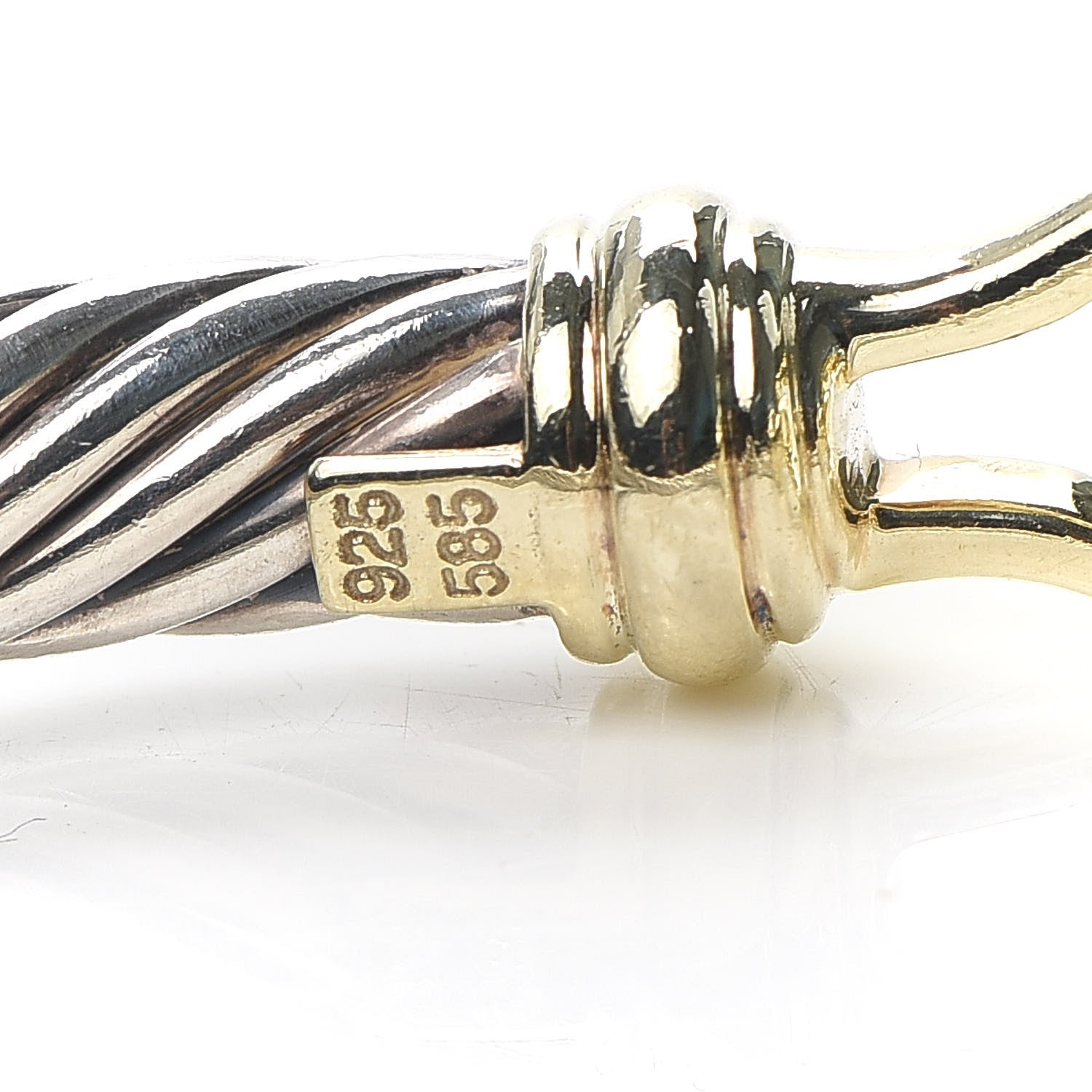 David Yurman Sterling Silver 18K Yellow Gold 7mm Cable Buckle Bracelet 4 of 5