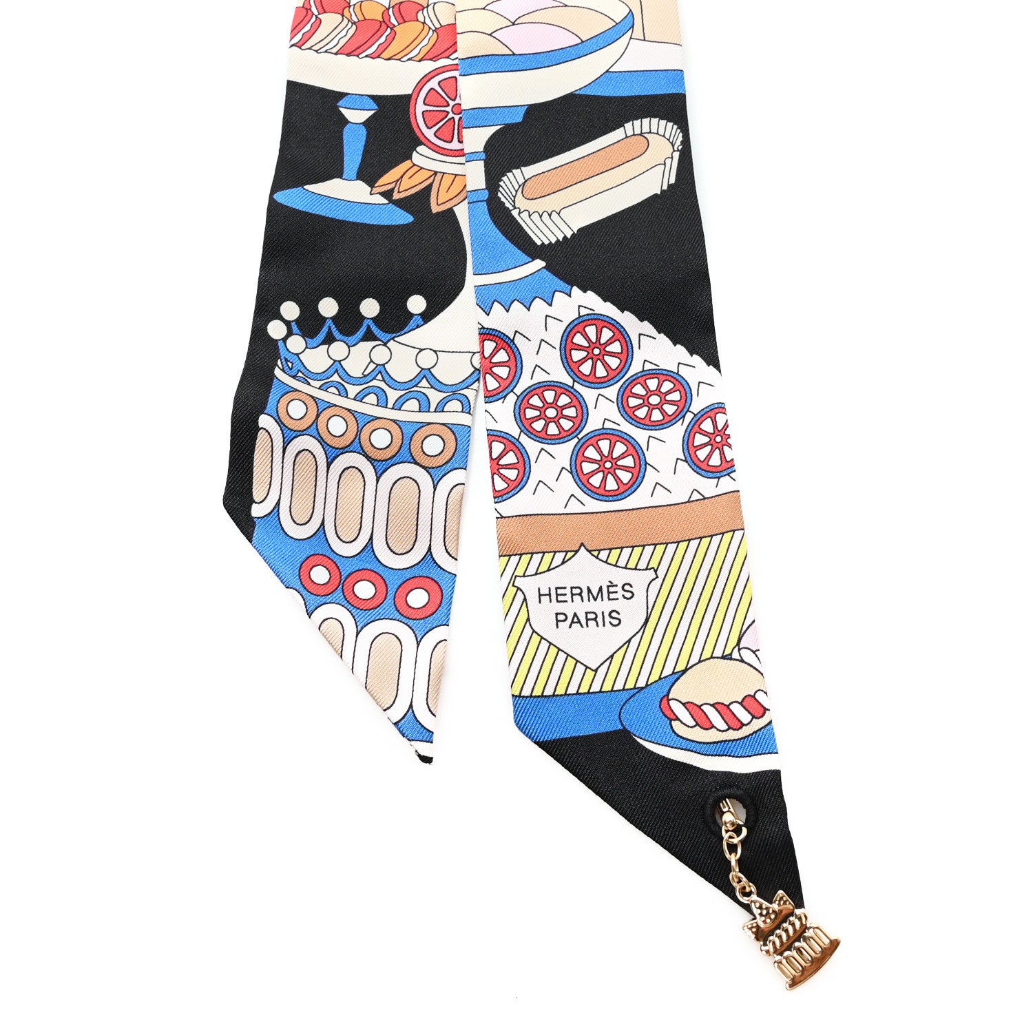 HERMES / TWILLY CHARMS　La Patisserie Francaise/20th Anniversary/ Hermes Silk La Patisserie Francaise Charms Twilly Charms Black