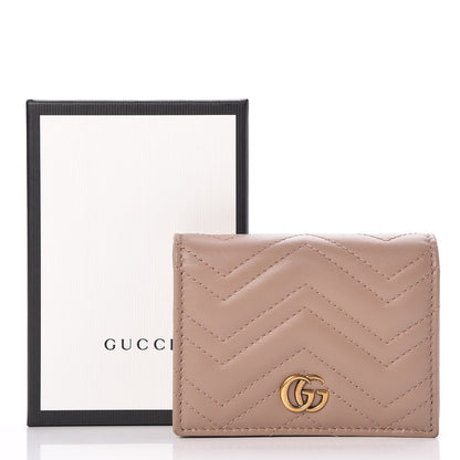 Gucci Calfskin Matelasse GG Marmont Card Case Nude 8 of 8