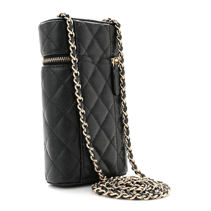 Chanel Caviar Quilted Phone Holder With Chain Black 3 of 11