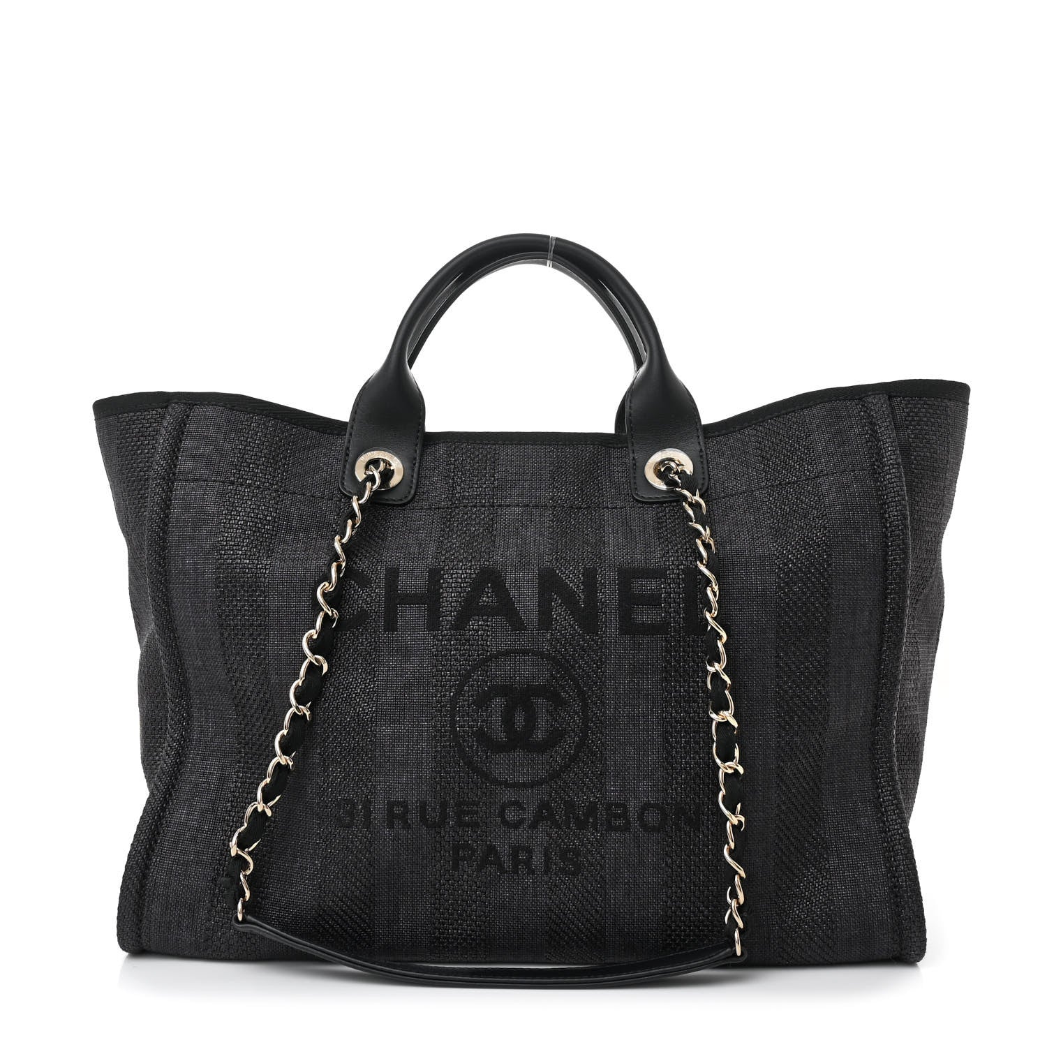 Chanel Mixed Fibers Calfskin Striped Medium Deauville Black 1 of 10