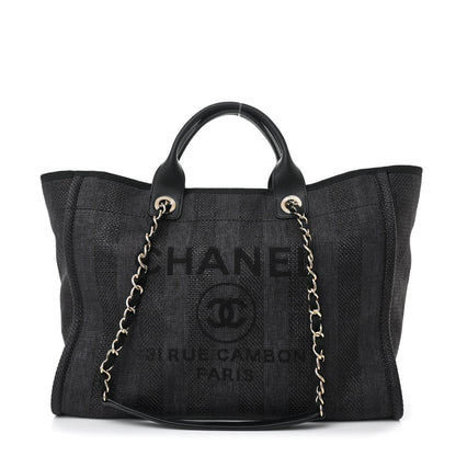 Chanel Mixed Fibers Calfskin Striped Medium Deauville Black 1 of 10