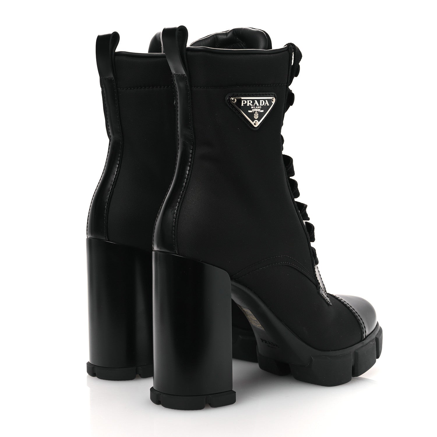 Prada Spazzolato Re-Nylon Metal Triangle Logo 110mm Ankle Boots 36.5 Black 5 of 12