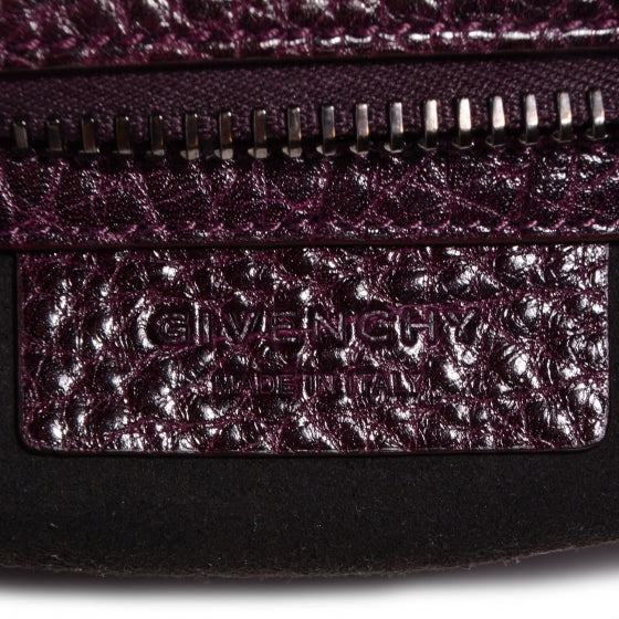 Glazed Pebbled Calfskin Mini Lucrezia Aubergine