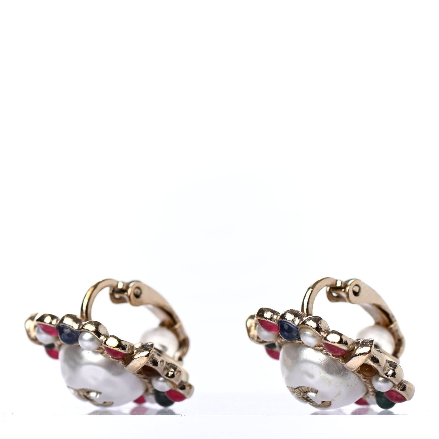 Chanel Pearl Gripoix CC Round Earrings Gold 3 of 4
