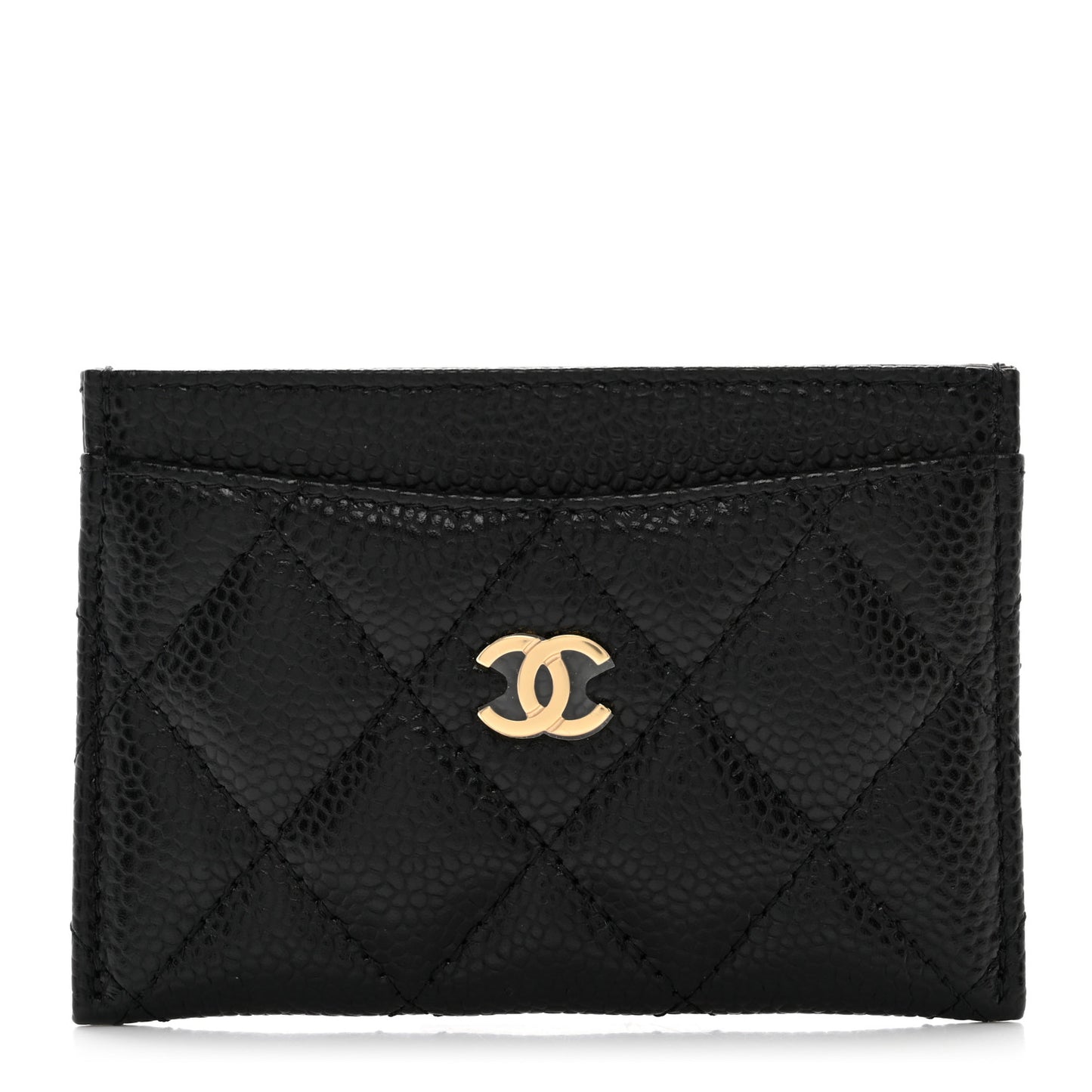 Caviar Quilted Card Holder Black