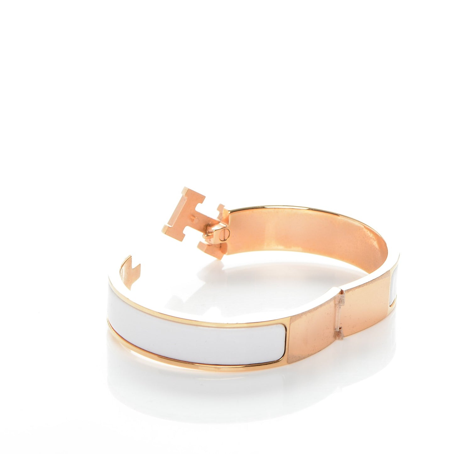 Enamel Narrow Clic Clac H Bracelet PM White