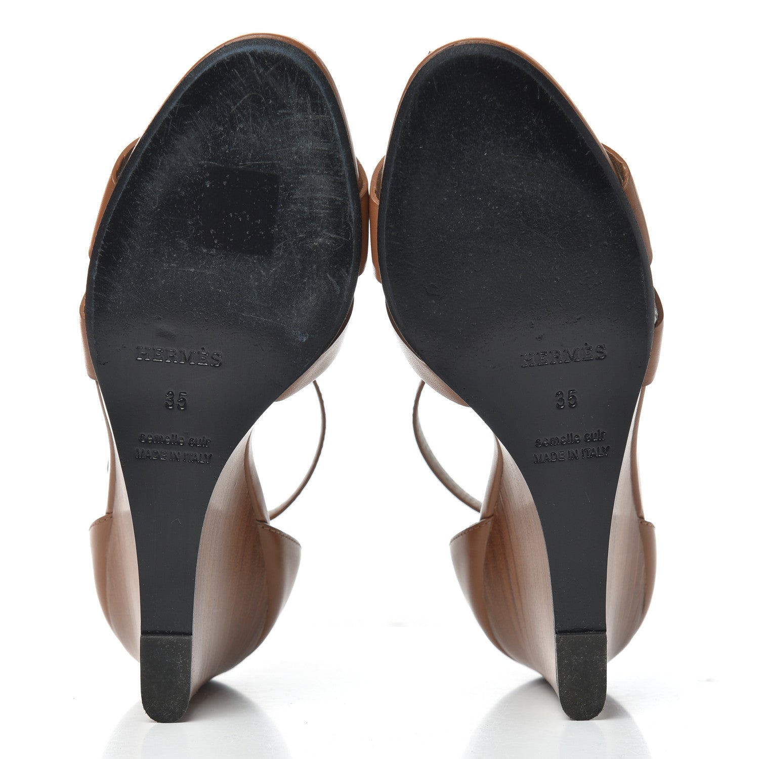 Hermes Calfskin Legend Wedge Sandals 35 Gold 5 of 14