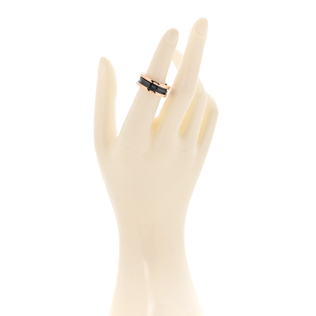 18K Rose Gold Black Ceramic B.Zero1 Two-Band Ring 53 6.5