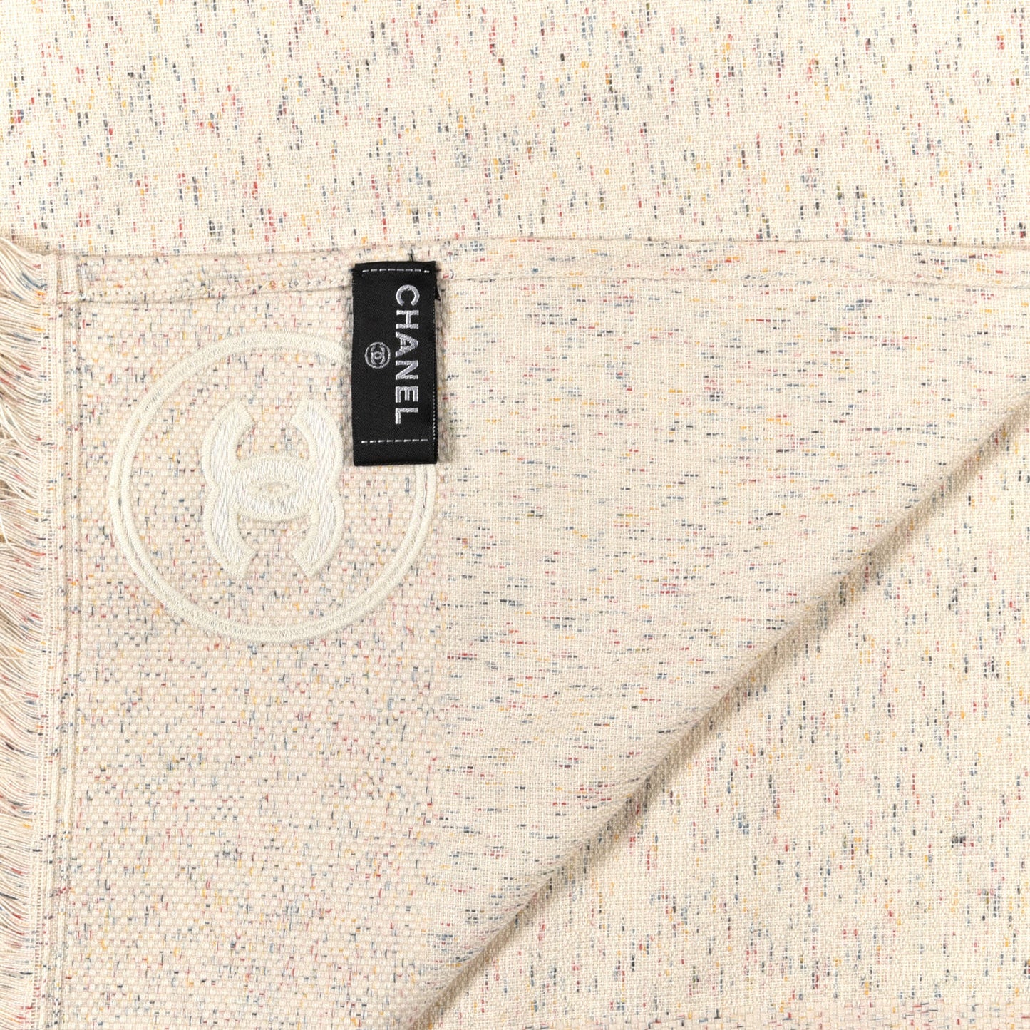 Cotton Woven CC Beach Towel Beige
