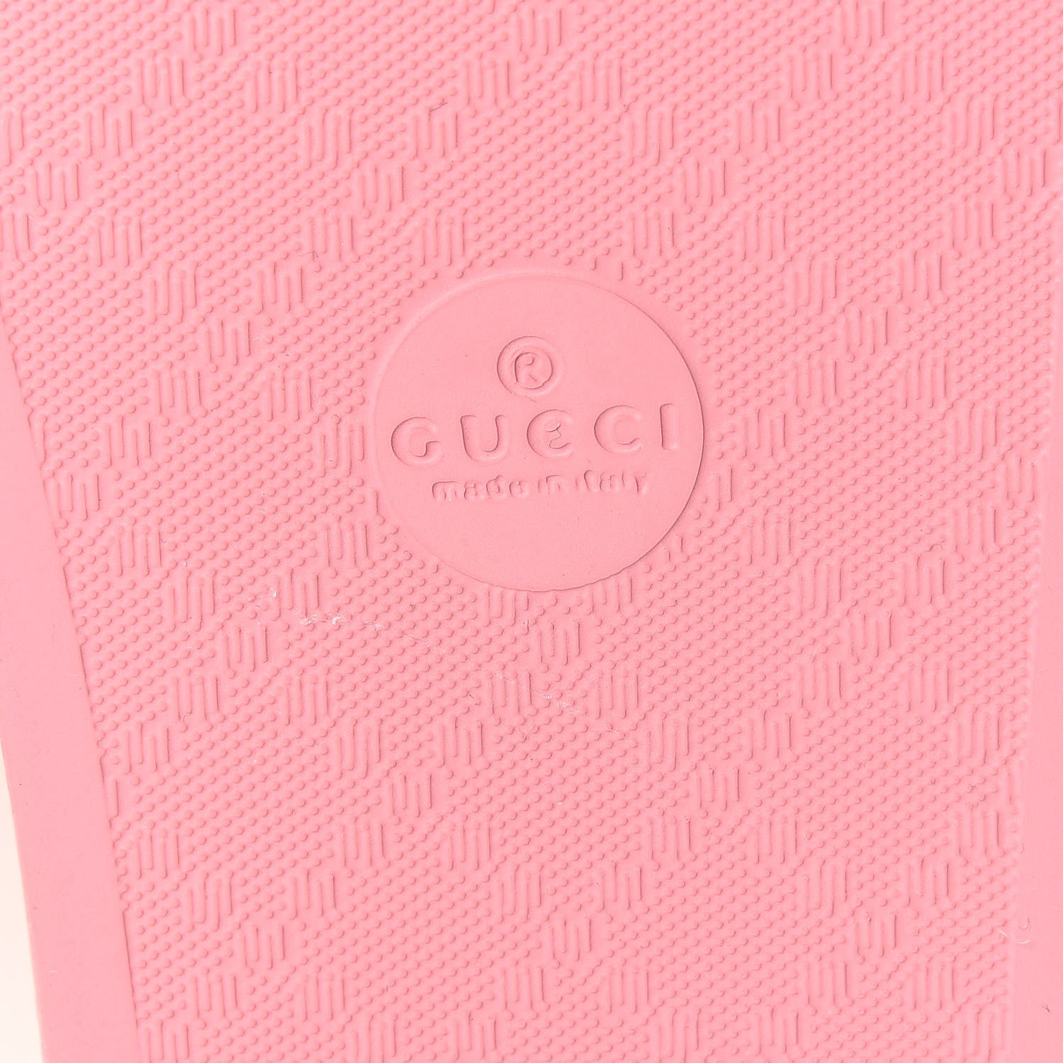 Gucci Rubber GG Monogram Perforated Womens Slide Sandals 38 Rose Box 6 of 7