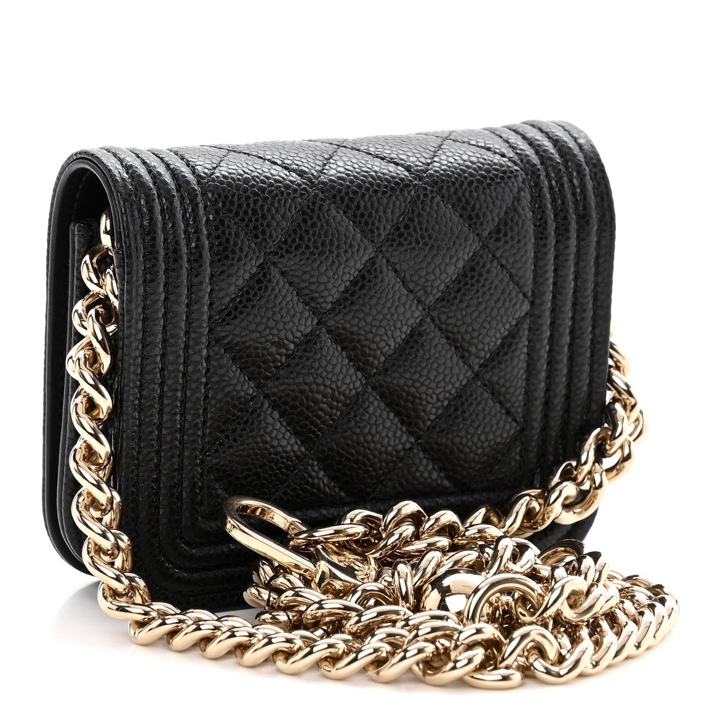 Caviar Quilted Boy Flap Waist Belt Bag Black