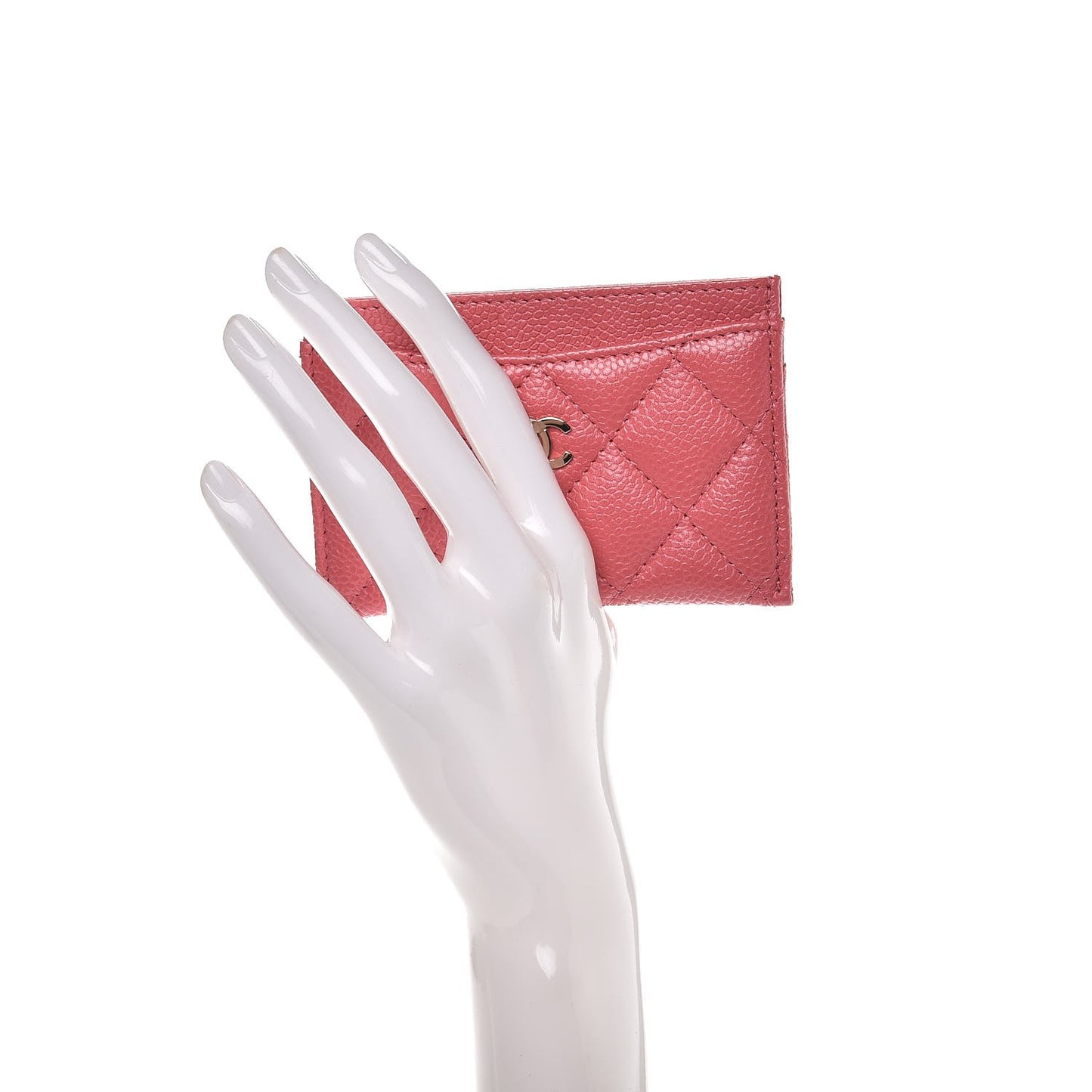 Caviar Quilted Card Holder Pink