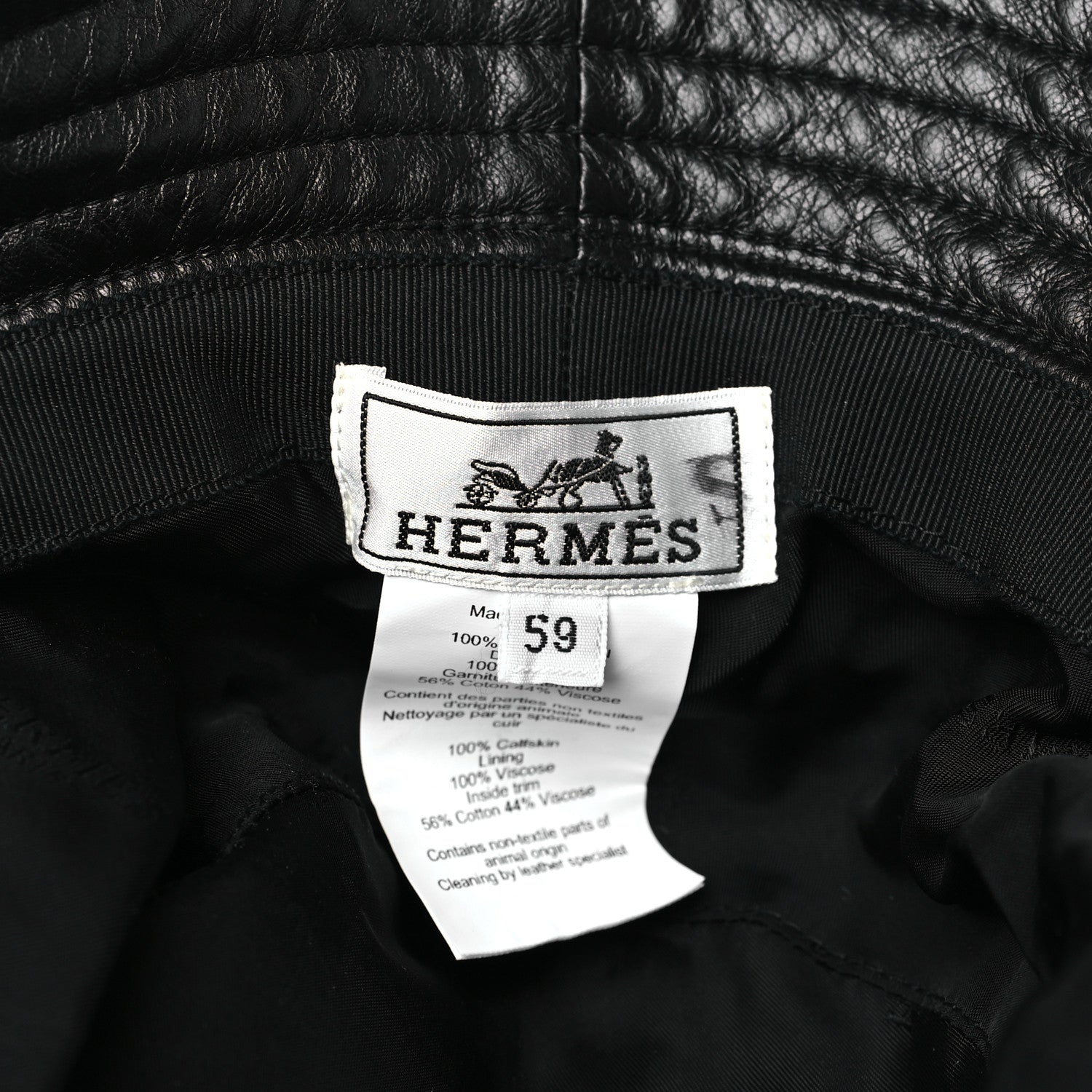 Hermes Newton Calfskin Fred Bucket Hat 59 Black 7 of 7
