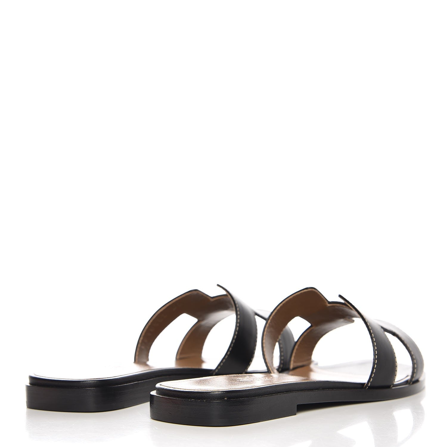 Hermes Box Calfskin Oran Sandals 36.5 Black 4 of 11