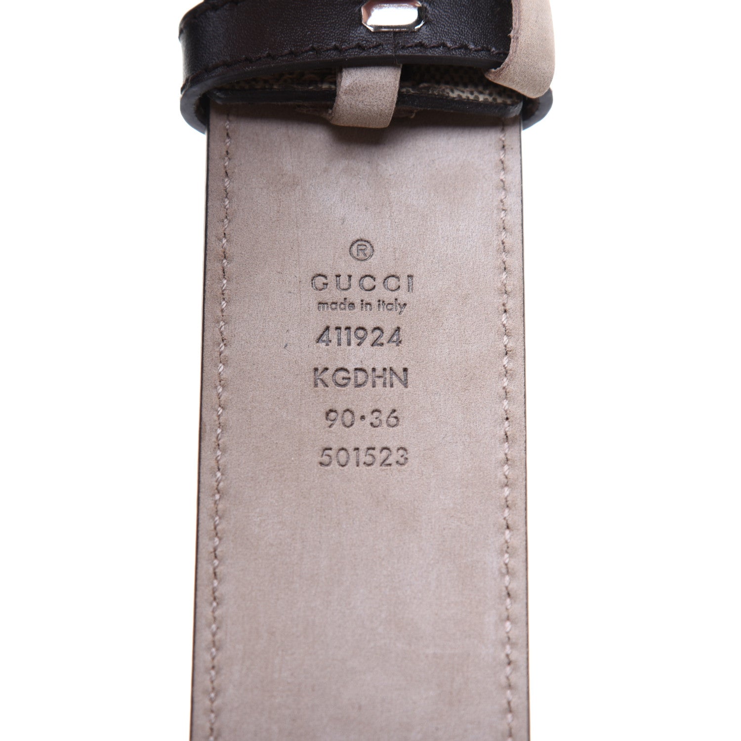 Gucci GG Supreme Monogram Selleria Calfskin Interlocking G 40mm Belt 90 36 Beige Ebony Cocoa 3 of 8