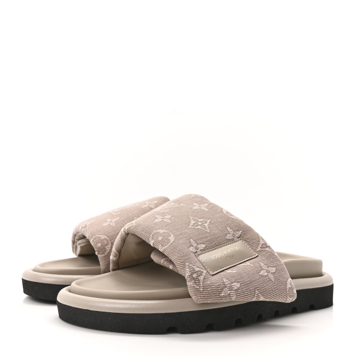 Monogram Denim LV Pool Pillow Flat Comfort Mule 38 Grey