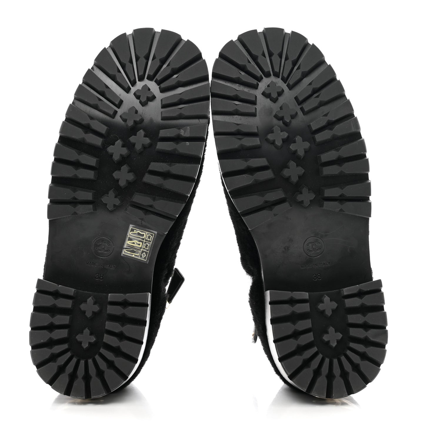 Shearling Lambskin Logo Short Boots 38 Black