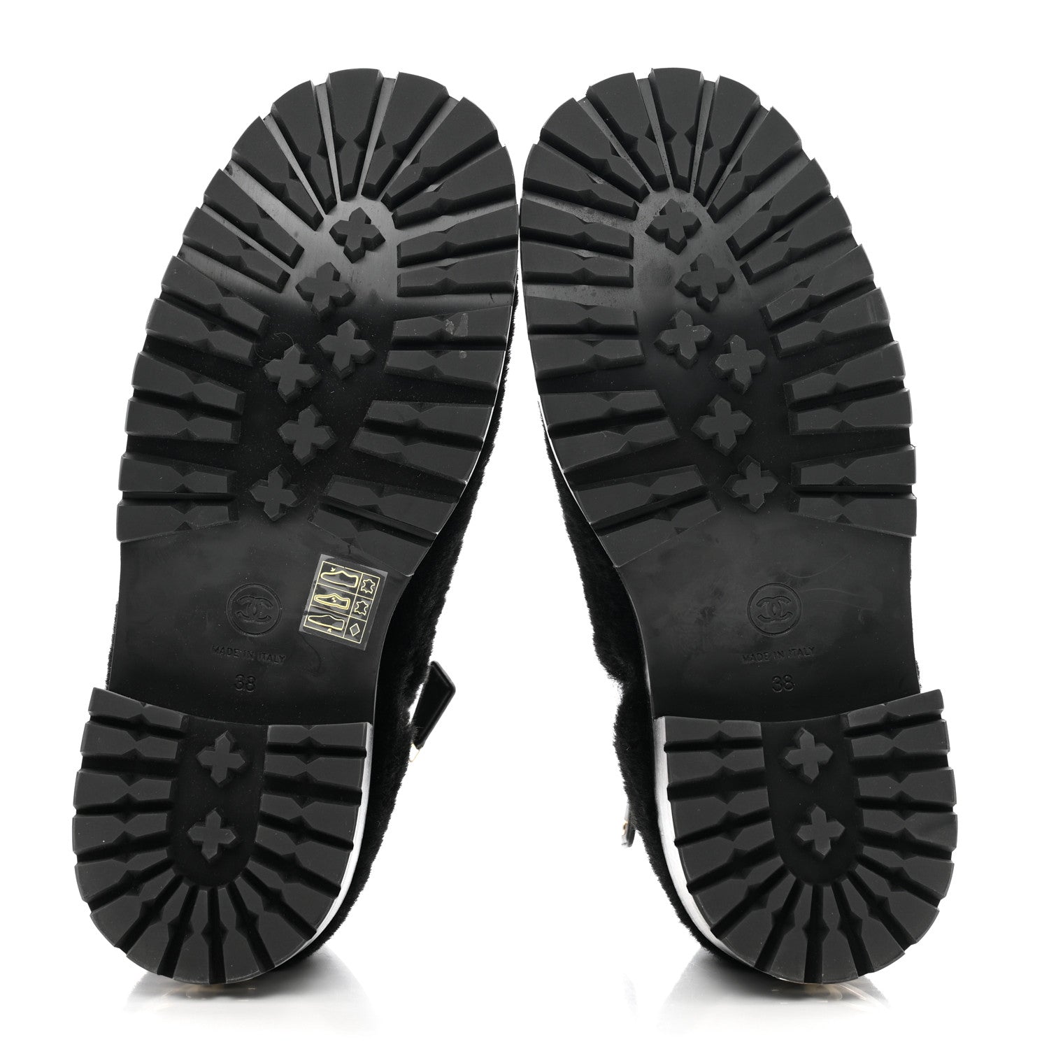 Chanel Shearling Lambskin Logo Short Boots 38 Black 6 of 10